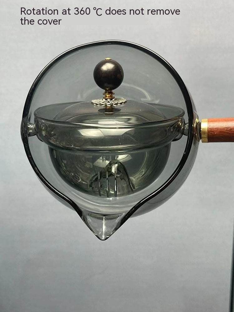 Semi-automatic Rotary Heat-resistant Glass Teapot Lazy Tea Making With Infuser And Wooden Handle Office Home Accessories Kitchen Gadgets - ProTrendyz