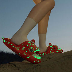 Halloween And Christmas Shoes Ins Luminous Shark Slippers Couple Men Women House Shoes Non-slip Bathroom Slippers Home - ProTrendyz