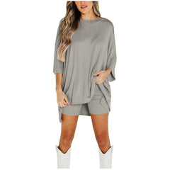 Summer Shorts Suit Fashion Loose Short-sleeved T-shirt And Slim Tight Pants Women's Clothing