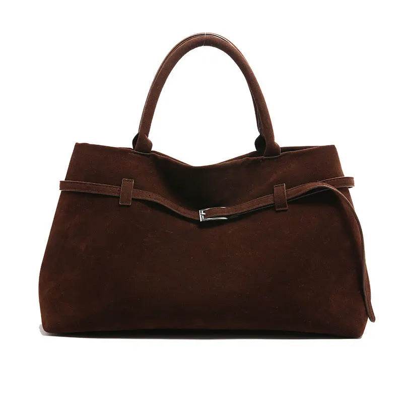 2025 Hot Sale Decorative Design Solid Faux Suede Handbag Large Capacity Casual Tote Bags For Women Tote Design Portable Shoulder Bag - ProTrendyz