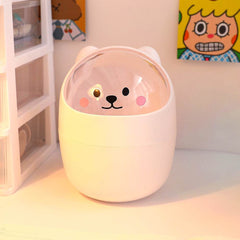 Desktop Trash Can Desk Organizer Bucket Office Mini Bear Trash Can - ProTrendyz