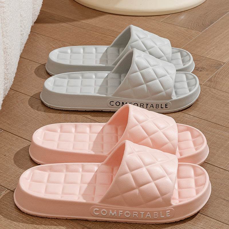 Men's Home Slippers With Plaid Design Soft-soled Silent Indoor Floor Bathing Slippers Women House Shoes Summer - ProTrendyz