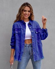 Fashion Ripped Shirt Jacket Female Autumn And Spring Casual Tops Womens Clothing - ProTrendyz