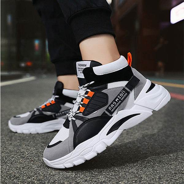 Men's Lace-up Color-matching Sneakers Fashion High-top Height-increasing Casual Shoes - ProTrendyz