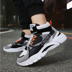 Men's Lace-up Color-matching Sneakers Fashion High-top Height-increasing Casual Shoes - ProTrendyz