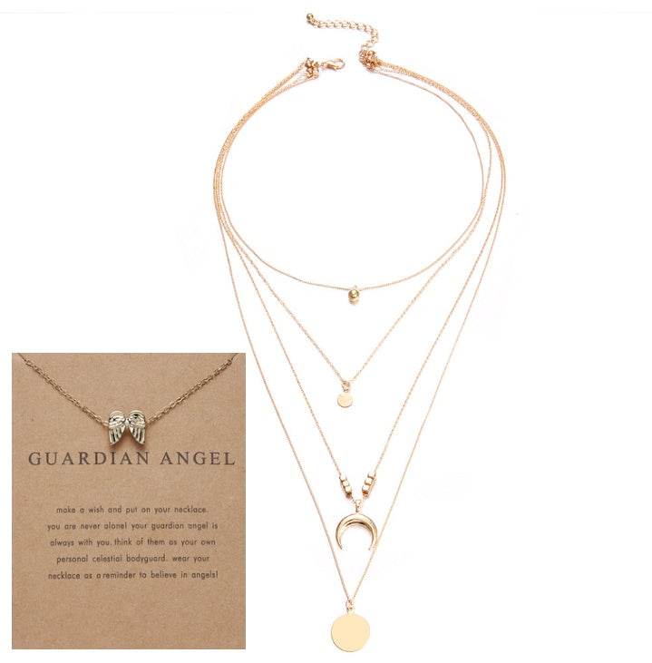 Multi-layer Moon Pendant Necklaces for Women Bohemian Wafer Elegant Necklace - ProTrendyz