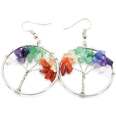 Natural Crystal Crushed Stone Tree Wishing Tree Earrings Crystal Tree Earrings Jewelry - ProTrendyz