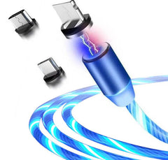 3 in 1 Upgraded Charging Cable Compatible with Apple, Flowing Ligh Magnetic Streamer Data Line Cable for Iphone Android Typec US - ProTrendyz