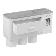 Non-marking Hanging Magnetic Toothbrush Holder Single Drawer Storage Rack With Toothpaste Squeezer Toiletry Set - ProTrendyz