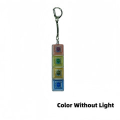 4Keys Mechanical Keyboard Electronic Luminous Transparent Crystal Height Pressure Reduction Finger Button Anti Stress Keycap Toy Schoolbag Pendant Keychain Decompression Clicker Gadget Gift