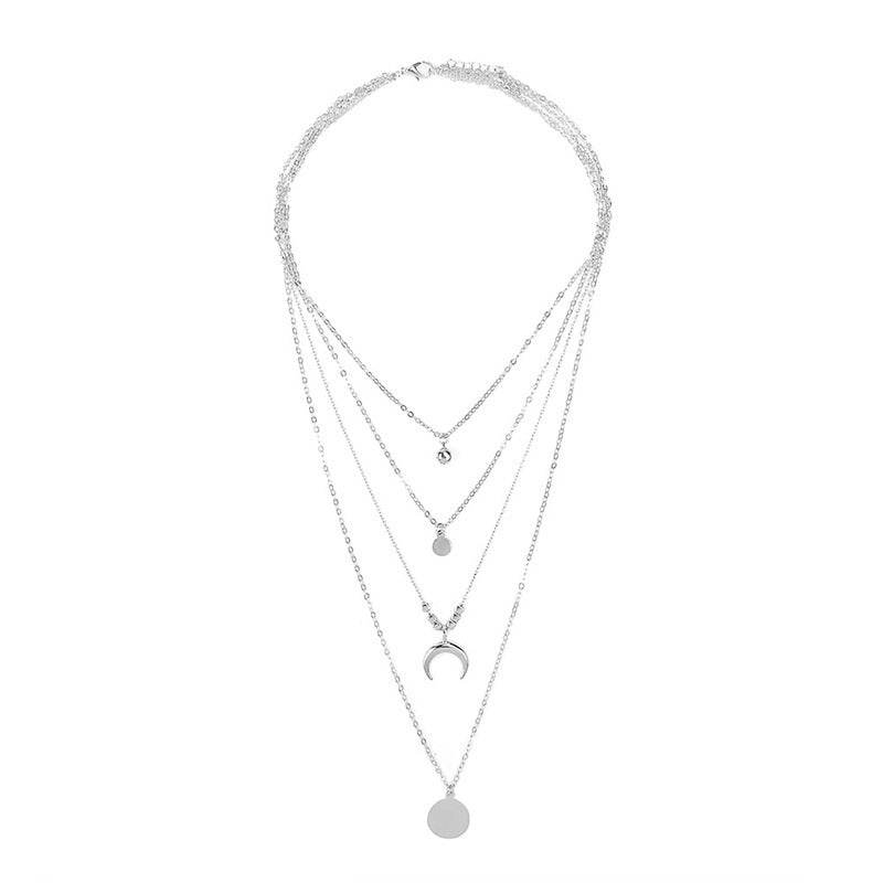 Multi-layer Moon Pendant Necklaces for Women Bohemian Wafer Elegant Necklace - ProTrendyz