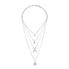 Multi-layer Moon Pendant Necklaces for Women Bohemian Wafer Elegant Necklace - ProTrendyz