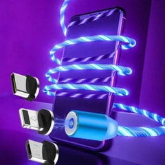 3 in 1 Upgraded Charging Cable Compatible with Apple, Flowing Ligh Magnetic Streamer Data Line Cable for Iphone Android Typec US - ProTrendyz