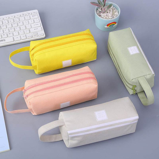 Canvas Double-Layer Stationery Box For Junior High School Students - ProTrendyz