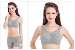 Plus Size Women Bra Ladies Cotton Quake-Proof Underwear Sleep Tops No Buckles Non Wire Lingerie With Removable Padded - ProTrendyz