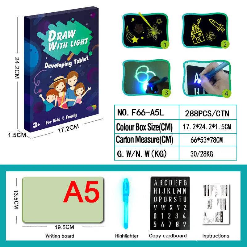 Educational Toy Drawing Pad 3D Magic 8 Light Effects Puzzle Board Sketchpad US - ProTrendyz