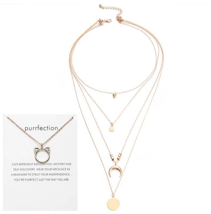 Multi-layer Moon Pendant Necklaces for Women Bohemian Wafer Elegant Necklace - ProTrendyz