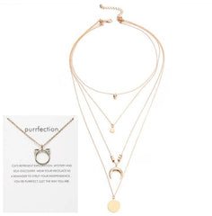 Multi-layer Moon Pendant Necklaces for Women Bohemian Wafer Elegant Necklace - ProTrendyz