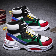 Men's Lace-up Color-matching Sneakers Fashion High-top Height-increasing Casual Shoes - ProTrendyz