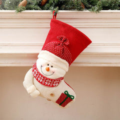 Large Red White Knitted Christmas Stocking Santa Claus Fireplace Decor Socks Xmas Gift Bags Candy Holder Decor For Home - ProTrendyz