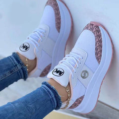 Casual Lace-up Sports Shoes Thick-soled Color-blocked Round-toe Sneakers Outdoor Casual Walking Running Shoes - ProTrendyz