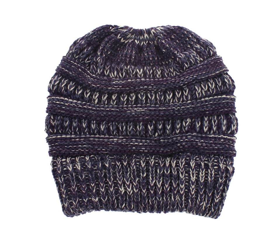 Mixed Color Knitted Wool Hat Ladies Non-labeled Ponytail Hat - ProTrendyz