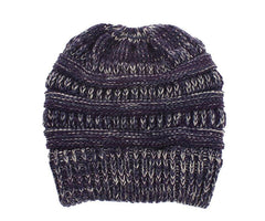 Mixed Color Knitted Wool Hat Ladies Non-labeled Ponytail Hat - ProTrendyz