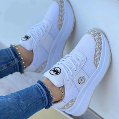 Casual Lace-up Sports Shoes Thick-soled Color-blocked Round-toe Sneakers Outdoor Casual Walking Running Shoes - ProTrendyz