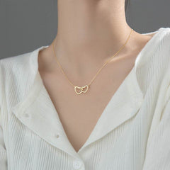 Double Heart Interlocking Titanium Steel Necklace Jewelry - ProTrendyz