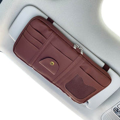 Car Sun Visor Organizer Storage Holder Full Leather Wrap - ProTrendyz