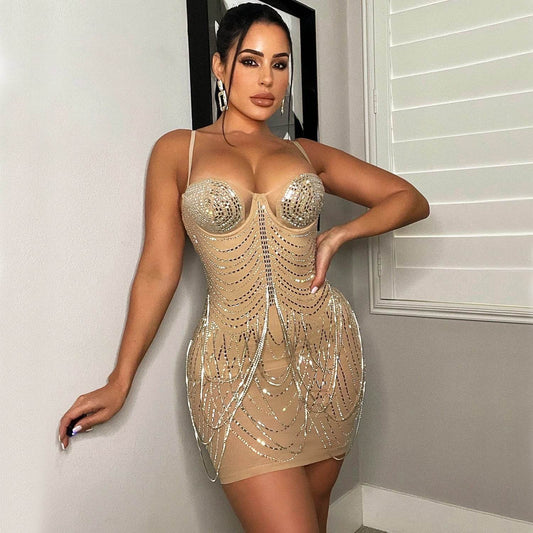 Women's Fashion Personality Tassel Suspender Dress For Party - ProTrendyz