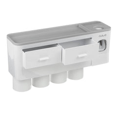 Non-marking Hanging Magnetic Toothbrush Holder Single Drawer Storage Rack With Toothpaste Squeezer Toiletry Set - ProTrendyz