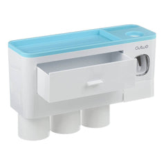 Non-marking Hanging Magnetic Toothbrush Holder Single Drawer Storage Rack With Toothpaste Squeezer Toiletry Set - ProTrendyz