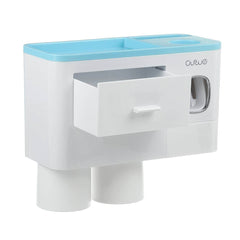 Non-marking Hanging Magnetic Toothbrush Holder Single Drawer Storage Rack With Toothpaste Squeezer Toiletry Set - ProTrendyz