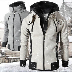 Men's Zip UP Hooded Jacket Fake Two Piece Sports Cardigan Casual Slim Sweatshirt Jacket - ProTrendyz