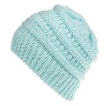 Mixed Color Knitted Wool Hat Ladies Non-labeled Ponytail Hat - ProTrendyz