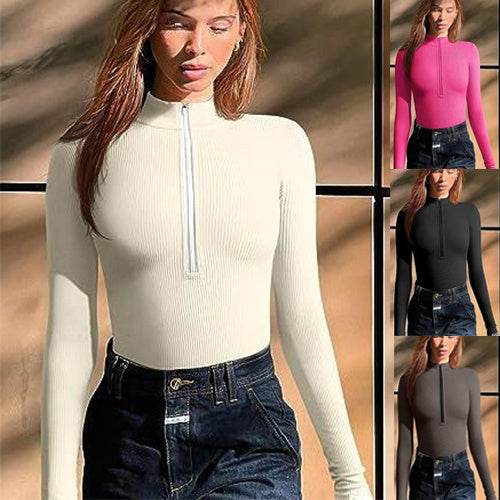 Fashion Long Sleeve Zipper Jumpsuit Seamless Slimming Shapewear For Women Romper - ProTrendyz