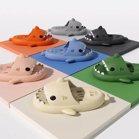 Shark Slippers With Drain Holes Shower Shoes For Women Quick Drying Eva Pool Shark Slides Beach Sandals With Drain Holes - ProTrendyz