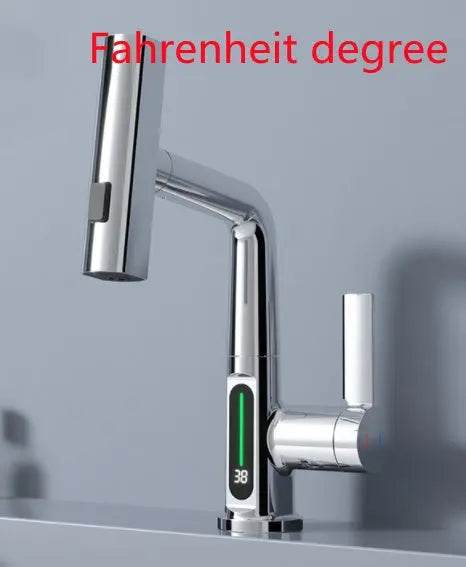 Intelligent Digital Display Faucet Pull-out Basin Faucet Temperature Digital Display Rotation - ProTrendyz