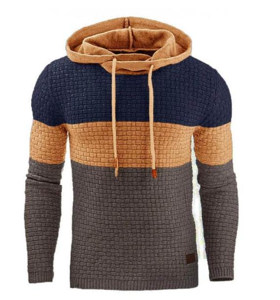 Men's Jacquard Sweater Long-sleeved Hoodie Warm Color Hooded Sweatshirt Jacket - ProTrendyz