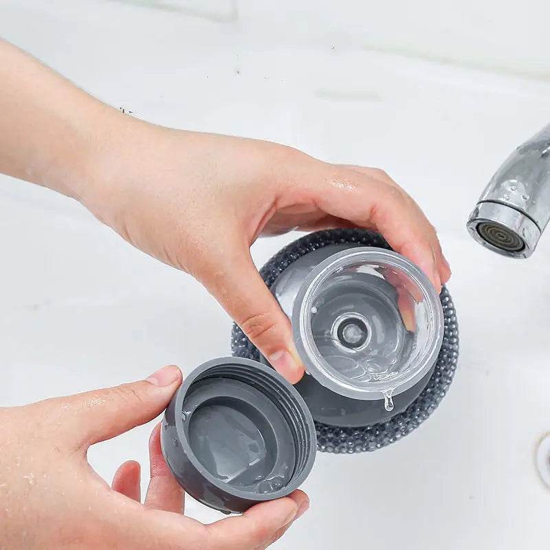 Kitchen Soap Dispensing Palm Brush Cleaner Push-type Brush Kitchen Detergent Tools US - ProTrendyz