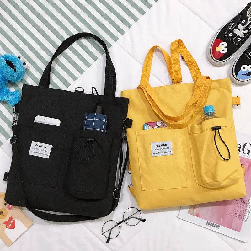 Harajuku Canvas Bags Students Handbag With Pockets Preppy Buckpack Shoulder Bag For Women US - ProTrendyz