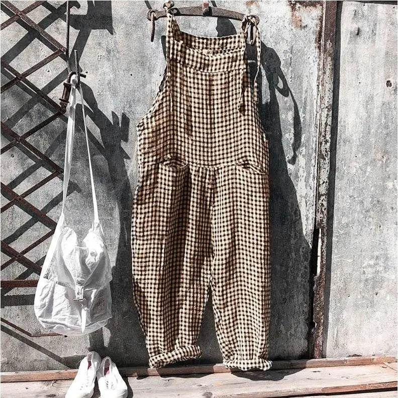Striped Bib Jumpsuit With Pockets Summer Fashion Loose Wide-leg Pants For Women Clothing - ProTrendyz