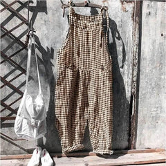 Striped Bib Jumpsuit With Pockets Summer Fashion Loose Wide-leg Pants For Women Clothing - ProTrendyz