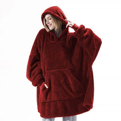 Hoodie Sweatshirt With Big Pocket Tops Sweater Comfortable Loose Double-Sided Fleece Thicker Wearable Blanket - ProTrendyz