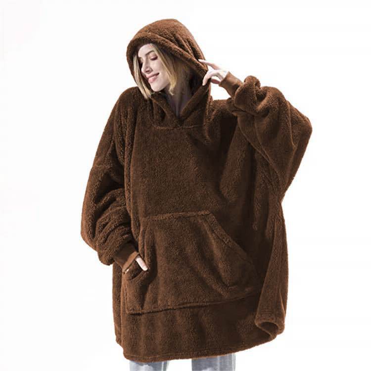 Hoodie Sweatshirt With Big Pocket Tops Sweater Comfortable Loose Double-Sided Fleece Thicker Wearable Blanket - ProTrendyz