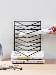 Desktop Wrought Iron Triangle Book Stand Creative Ins Wind Bookshelf Student Desk Bookend Table Book Stand Shelf Book Clip Book Rest - ProTrendyz