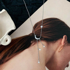 Temperament Simple Star And Moon Pendant Necklace Female Tide Niche Light Luxury Korean Personality Clavicle Chain - ProTrendyz