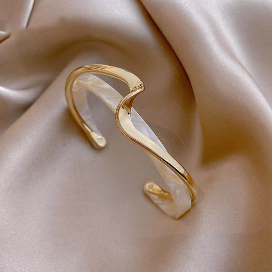 Metal White Shellfish Plate Bracelet For Women Opening Adjustable 2 Layers Design Llight Luxury Female Fashion Jewelry Gifts - ProTrendyz