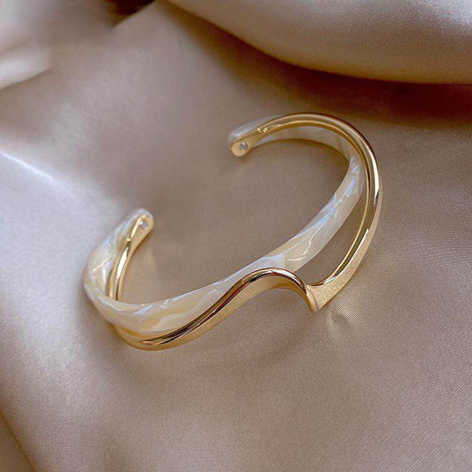 Metal White Shellfish Plate Bracelet For Women Opening Adjustable 2 Layers Design Llight Luxury Female Fashion Jewelry Gifts - ProTrendyz